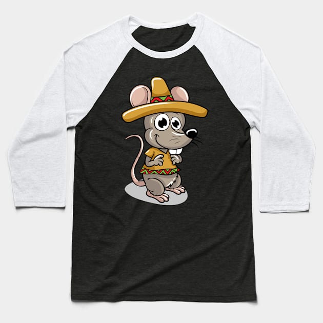 Cute Mexican Mouse Baseball T-Shirt by LetsBeginDesigns